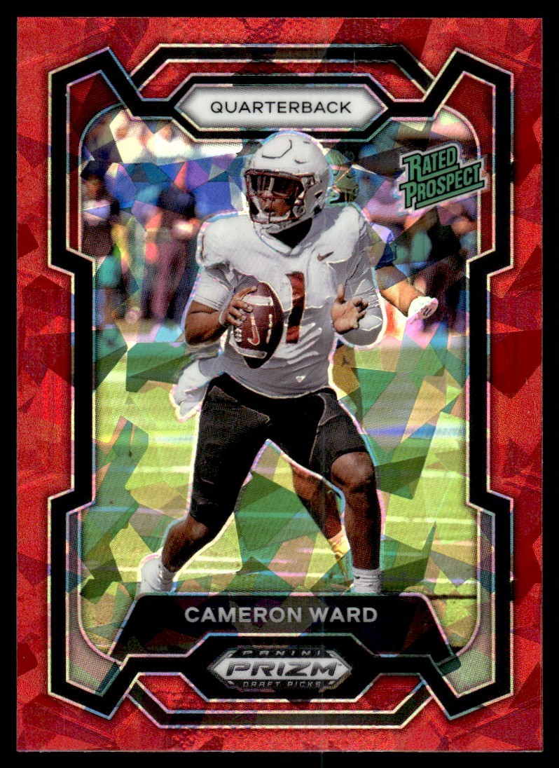 2024 Panini Prizm Draft Picks Red Ice Cameron Ward Washington State Cougars #199