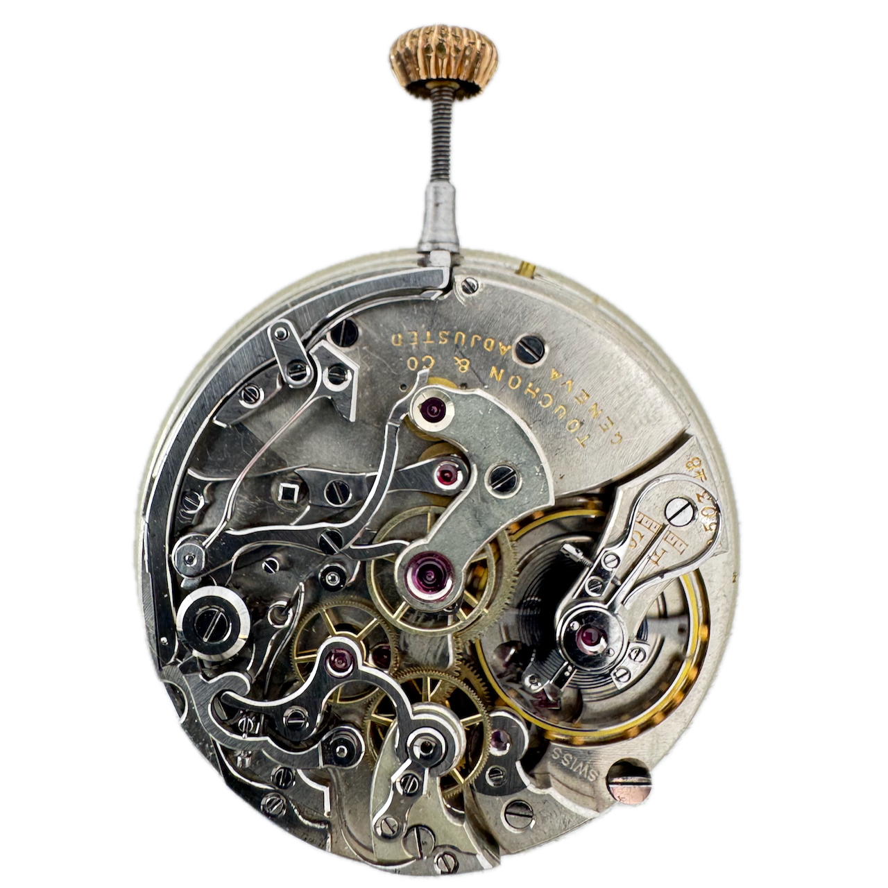 Antique 42mm Touchon Chronograph Pocket Watch Movement Swiss High Grade Runs