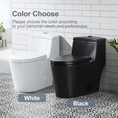 HOROW One Piece Elongated Toilet Tornado Dual Flush Skirted Floor-Mounted Design