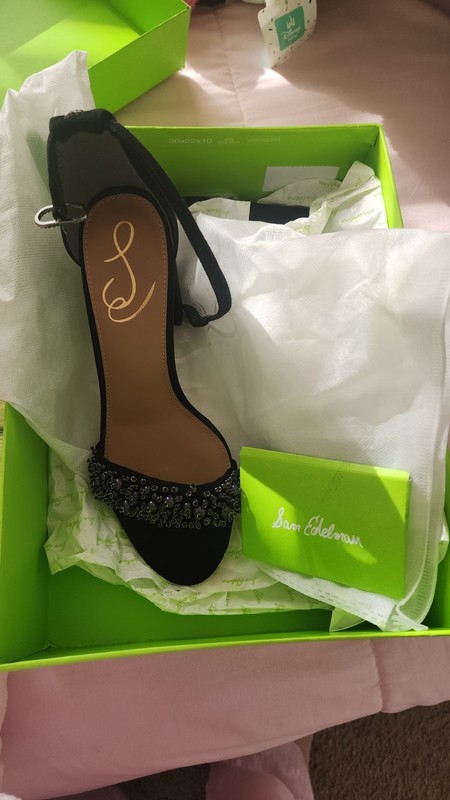 Sam Edelman Women's Yaro Heeled Sandal Black Pearls 7.5