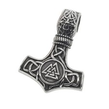 Thorshammer Mjölnir Thors Hammer Mjöllnir Anhänger Amulett Valknut AS-7436K