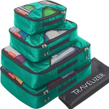 Travel Packing Cubes 5 pcs Luggage Organizer Set for Bag  Suitcase Teal