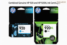 HP OfficeJet 920 Cyan 920XL Black Ink Cartridges Genuine OEM New Sealed