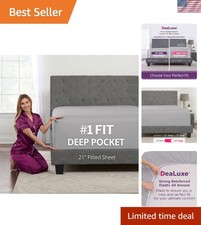 Microfiber Queen Fitted Sheet - Fits 21 Deep Mattresses, Calm Grey