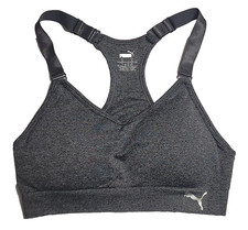 PUMA Women's M Seamless Racerback Padded Gray Sports Bra adjustable straps