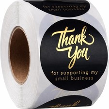 500 Thank You for Supporting My Small Business Stickers, 1.5 Inch Black