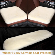 Faux Sheepskin Truck Suv Car Seat Cover Protector Pad Soft Wool Beige Interior