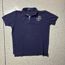 Polo Ralph Lauren Polo Shirt Mens Large Navy Blue Yacht Club Cotton PRLC
