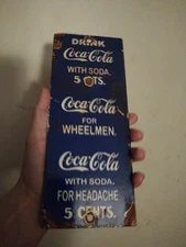 Rare Vintage Coca Cola Porcelain Metal Beverage Soda Gas Station Sign Coke Cola