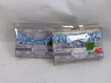 Set of 2 Plus Size Blue Wedding Garters   New in Box   Lace  Satin Bow