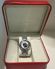 OMEGA Genève Dynamic Automatic Day/Date Blue Dial 36mm Steel Watch w/ Box