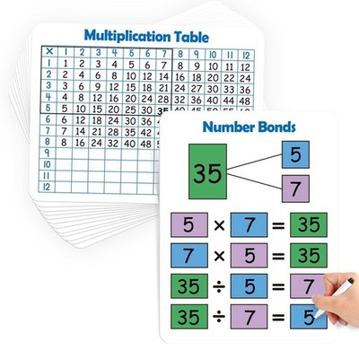 Aizweb 12 Pack Multiplication Chart Dry Erase Board Card,12'' x 9'' Multiplicat...
