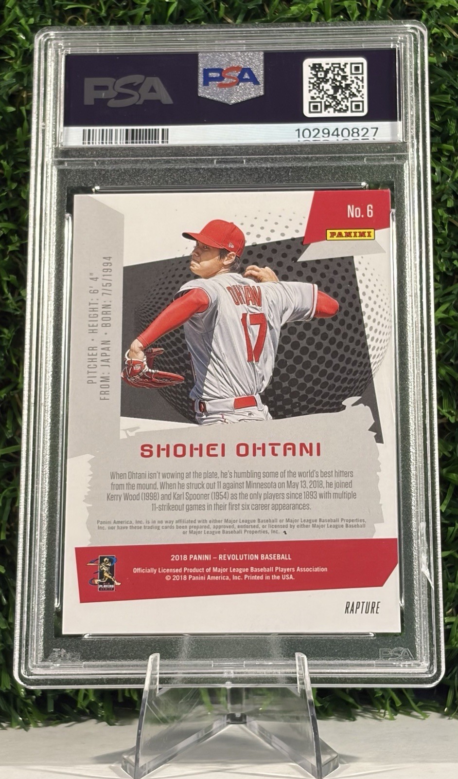 PANINI 2018 CHRONICLES SHOHEI OHTANI REVOLUTION RAPTURE #6 RC PSA 8 view 2