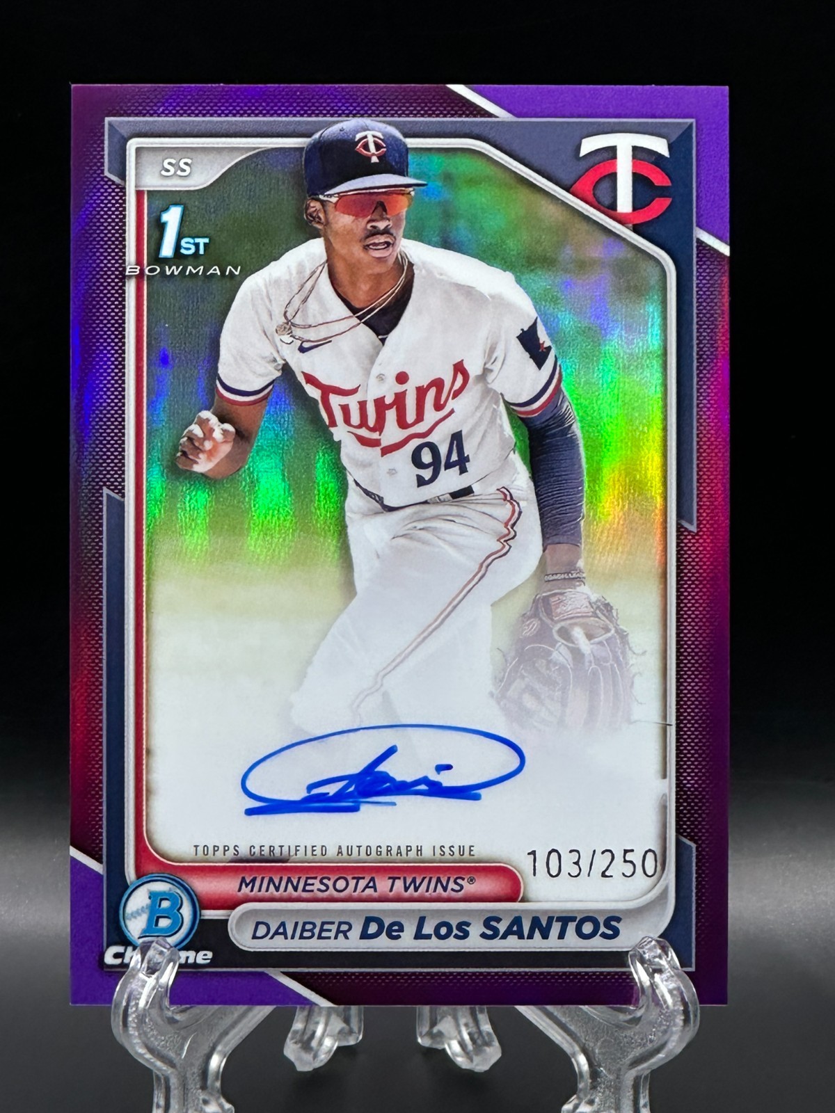 Daiber De Los Santos 2024 Bowman Chrome 1st Auto Purple Refractor /250 #CPA-DD