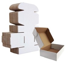 7x5x2 Shipping Boxes Set of 25, White Corrugated Cardboard Mailers