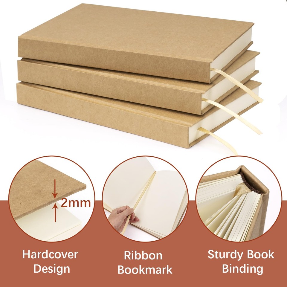 Dynta Hardcover Sketchbook Blank Notebook Bulk 6 Packs Unlined A5 Size ...