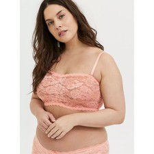 NWT Torrid Curve Stretch Racerback Bralette Unlined 2 2X Pink Lace Wireless