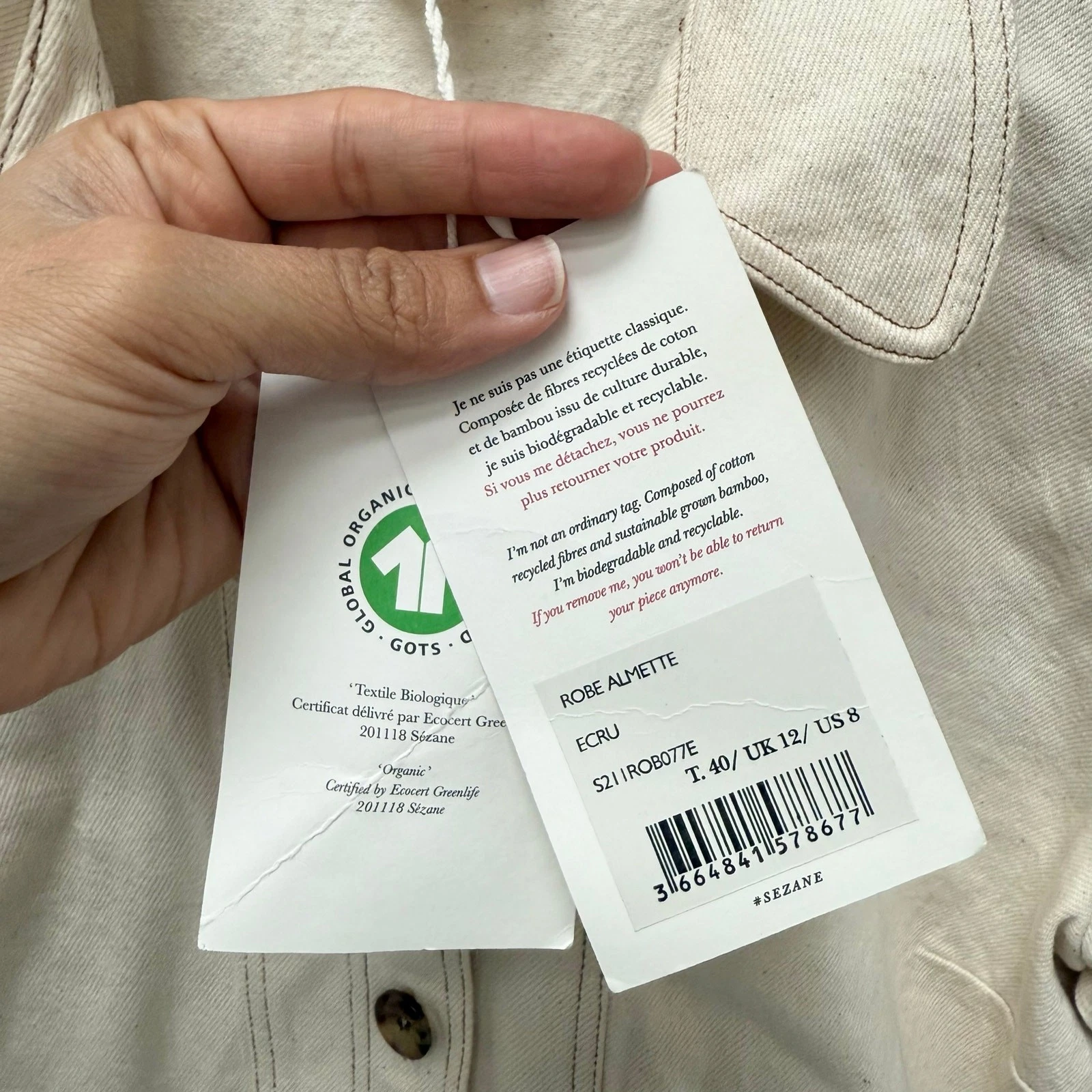 Abito Celine Robe Almere Denim Ecrù Donna Nuovo con etichette Taglia 8