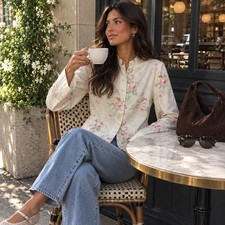 Lauren Ralph Lauren Vintage Floral Mandarin Collar Jacket Women's