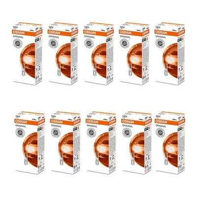 10 Glühlampen 12V mit Glasquetschsockel 7,5lm OSRAM ORIGINAL LINE für PKW