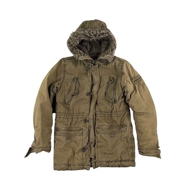 VTG Abercrombie & Fitch Wilcox Jacket Men's XL Olive Green Faux Fur Hooded Parka