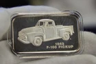 Ford Classic Truck Series 1 oz .999 Silver Art Bar F-100 Pickup