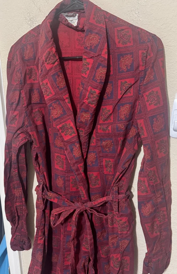 Bata State O Maine Para Hombre S/M Borgoña Rojo Paisley Cinturón Ligera De Colección Años 50 Foto 2 de 4