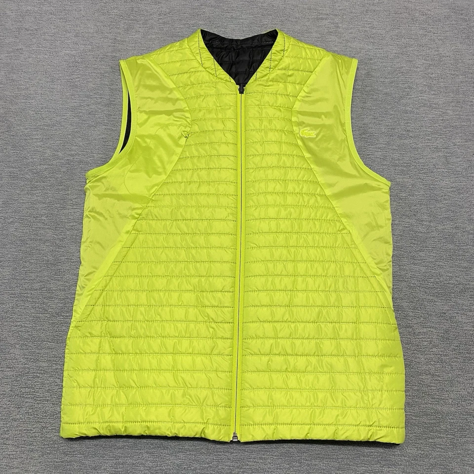 Chaqueta Lacoste Para Hombres Mediana FR 50 Abrigo Reversible Puffer Cremallera Completa Chaleco Abajo Ligero Foto 2 de 4