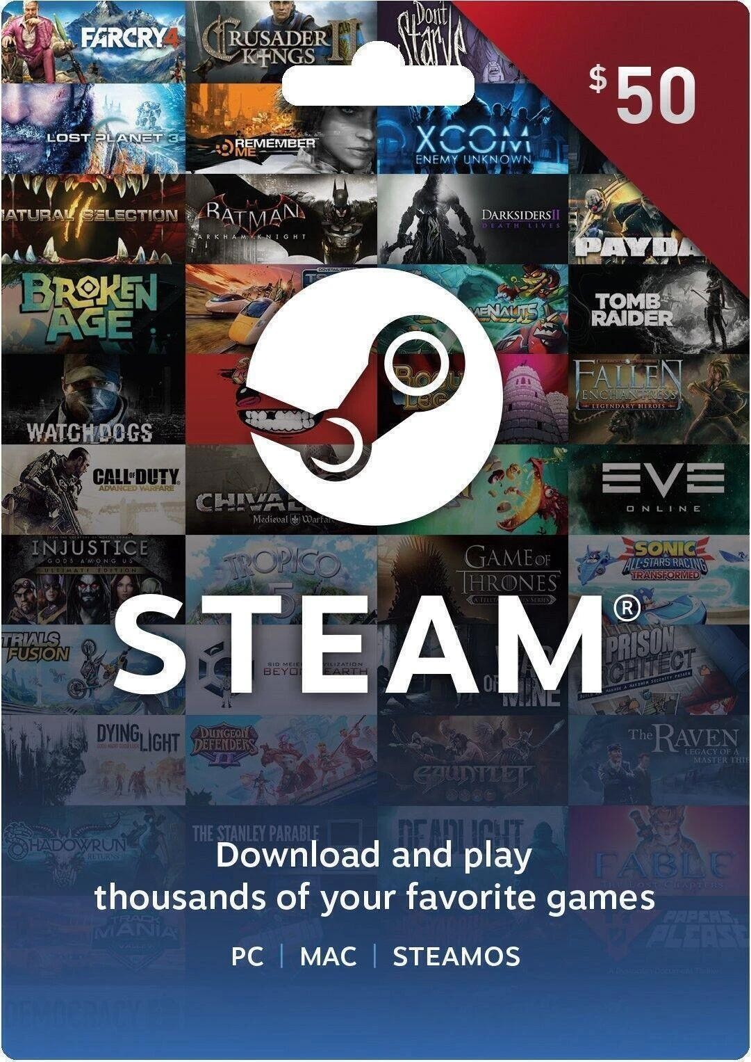 Steam Gift Card W/receipt $50 Steam Wallet Free Expedited Shipping Gaming Gift-image