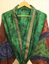 Pure Silk Green  Black kimono Long Robe Gown Girl's Woman Silk Kimono KMO5369