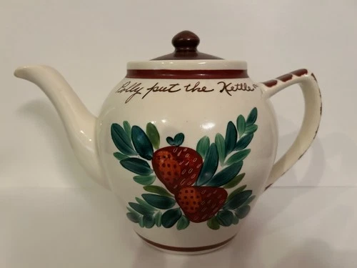 Bauer Pottery Vintage Hand Decorated "Strawberry" Teapot