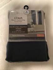 Mainstays Solid Blackout Curtain Panel Pair, Set of 2, Light Blue, 30  W x 63  L