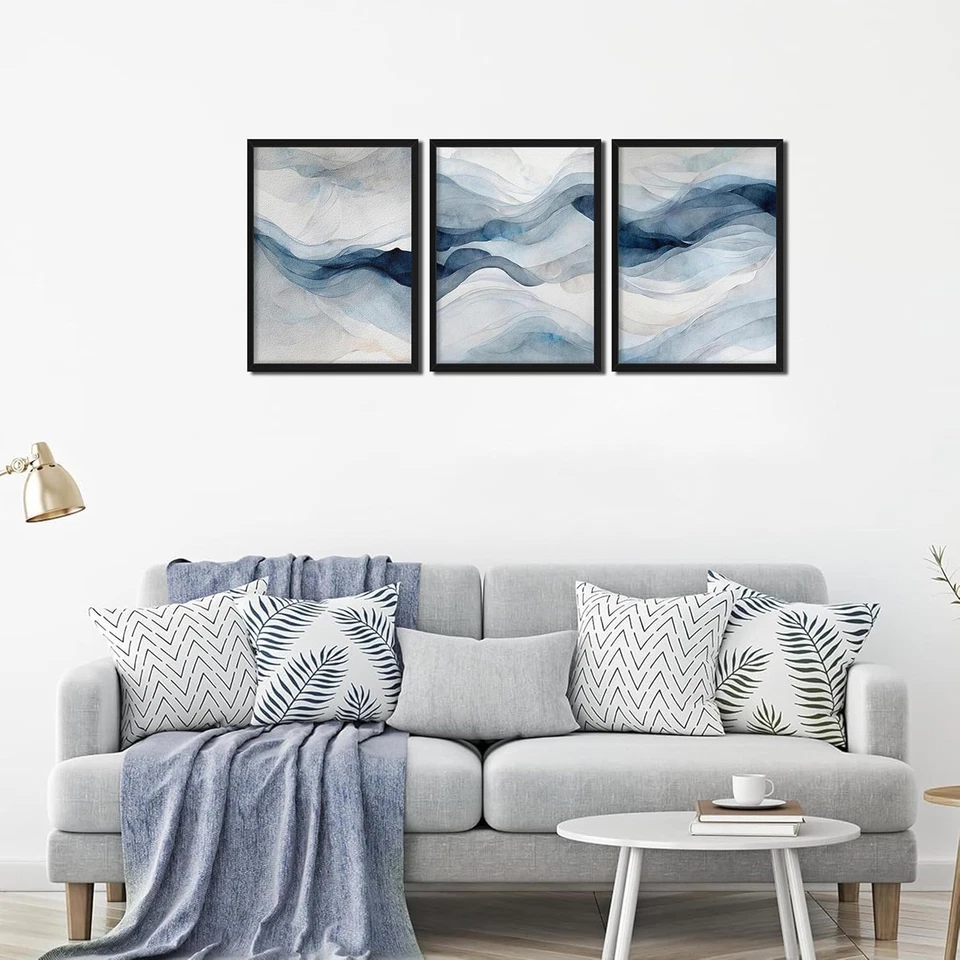 Framed 3D Textured Blue Abstract Wall Art, Modern Navy Blue Abstract Wall Decor  - Image 2 of 4