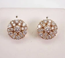 1Ct Round Cut Lab Created Halo Cluster Stud Earrings 14k Yellow Gold Plated