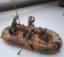 1930's Germany Lineol Elastolin WWII army figure Inflatable boat 5 soildiers 13
