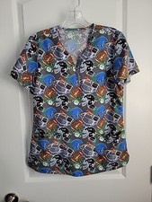 GT Performance Football Gray Zipped Notch Neck Scrub Top Women's Small