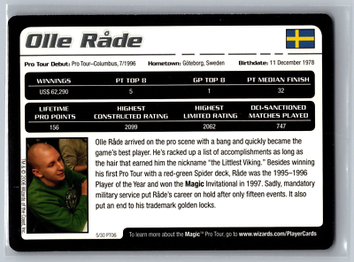 Magic The Gathering Olle Rade #5/30 2005 Pro Tour Hall Of Fame Card MTG TCG  CCG | eBay