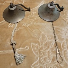 Vintage Heavy Ship Brass Bells Hanging Wall Mount Type Bell Pair
