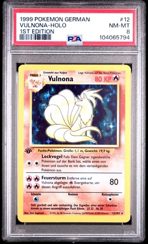 1999 Pokemon German Base Set Vulnona Ninetales Holo 1st Edition #12 PSA 8 NM-MT - 第 1/2 張圖片