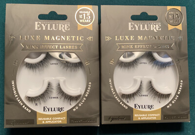 2 Pack Eylure LUXE Magnetic Full Strip Opulent Mink Effect Lashes  REUSABLE  New