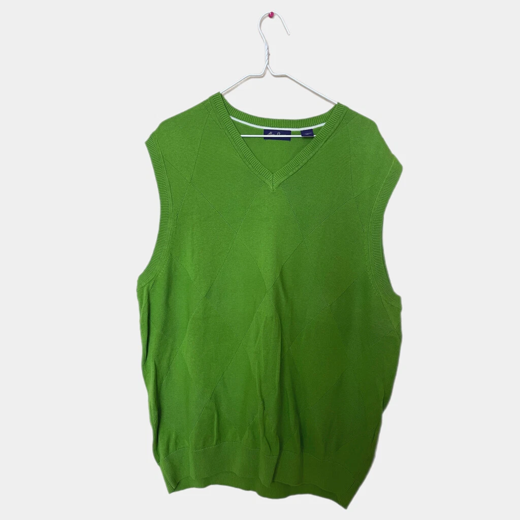 Alan Flusser Mens Cotton Sweater Vest XL Green eBay