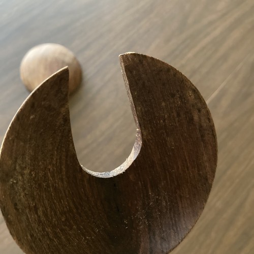 Vintage Brass Teak Wood Mid Century Modern Salad Tongs Serving Spoon Heavy - Afbeelding 6 van 6