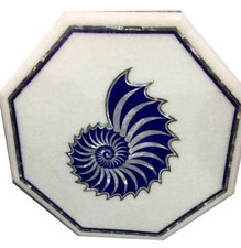 18 " Marbre Table Top Pietra Dura Lapis Incrustation Floral Handmade Art