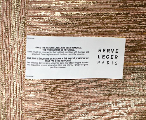 HERVE LEGER CARMEN OFF-THE-SHOULDER GOLD-FOIL BANDAGE DRESS 36" LONG sz L $1290 - Picture 12 of 12