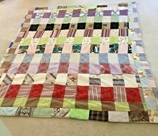 Vintage Handmade Children's HANDMADE patchwork Quilt Denim 70" x 82"
