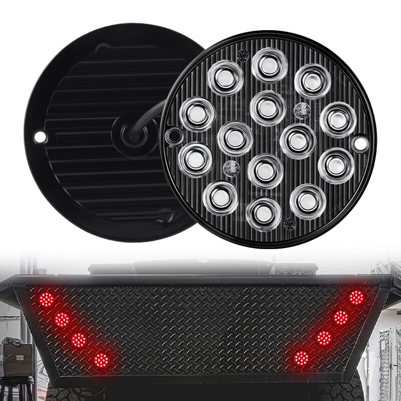 2x 3-Inch 14-LED Tail/Reverse/Brake Lights – Red, 12V-24V – For Truck Trailer RV UTE