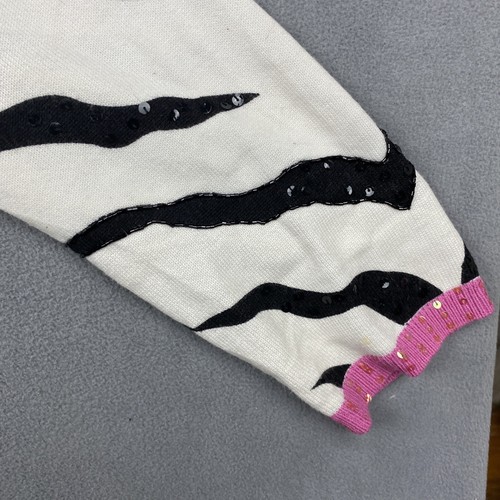 Jack B Quick Sweater Womens M Lime Green Cow Zebra Vintage Cardigan Animal Print - Picture 8 of 17