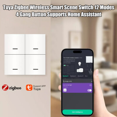 Tuya Zigbee Wireless Smart Scene Switch 4 Gang Button Smart Home Life