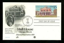 US FDC #UX134 PCS 1989 Chicago IL Hull House Jane Addams Postal Card
