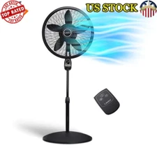 Adjustable Height Oscillating Stand Fan W/ Timer Remote Control 3 Speeds 18 New